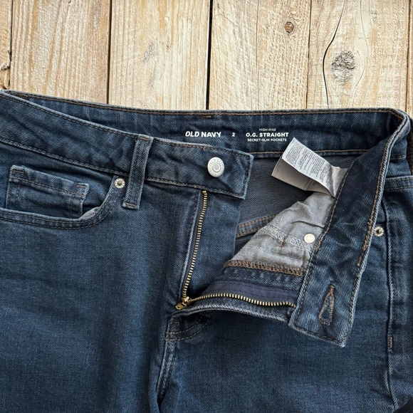 Old Navy OG Straight High-rise Dark Wash Jeans - Picture 2 of 4